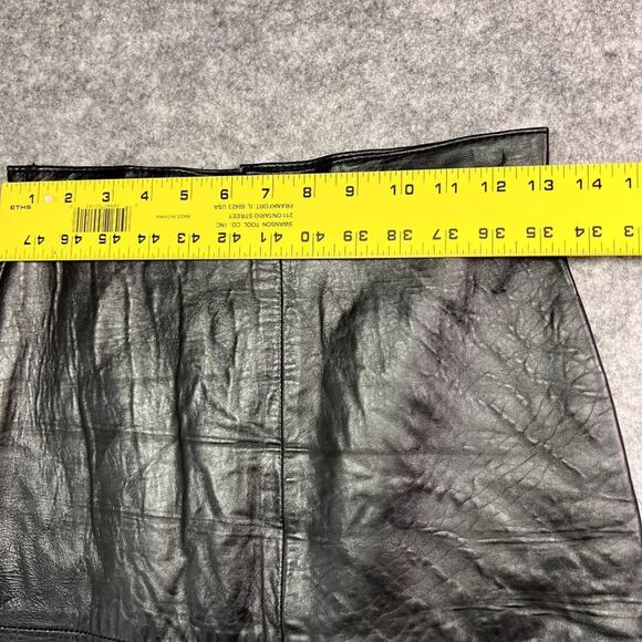 Sacha Midi Skirt Womens 26x29 Black Genuine Leather Lined Slit Zipper Pencil - Picture 5 of 11